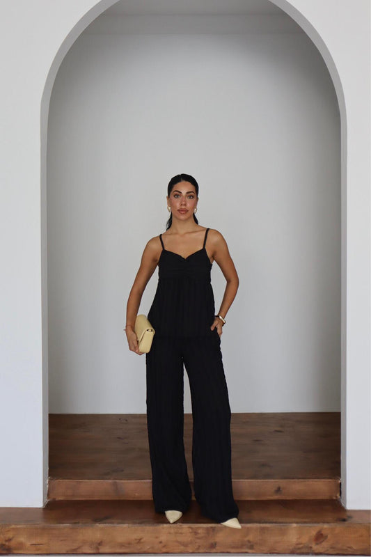 Ribbed Textured Strappy Top & Pants Set