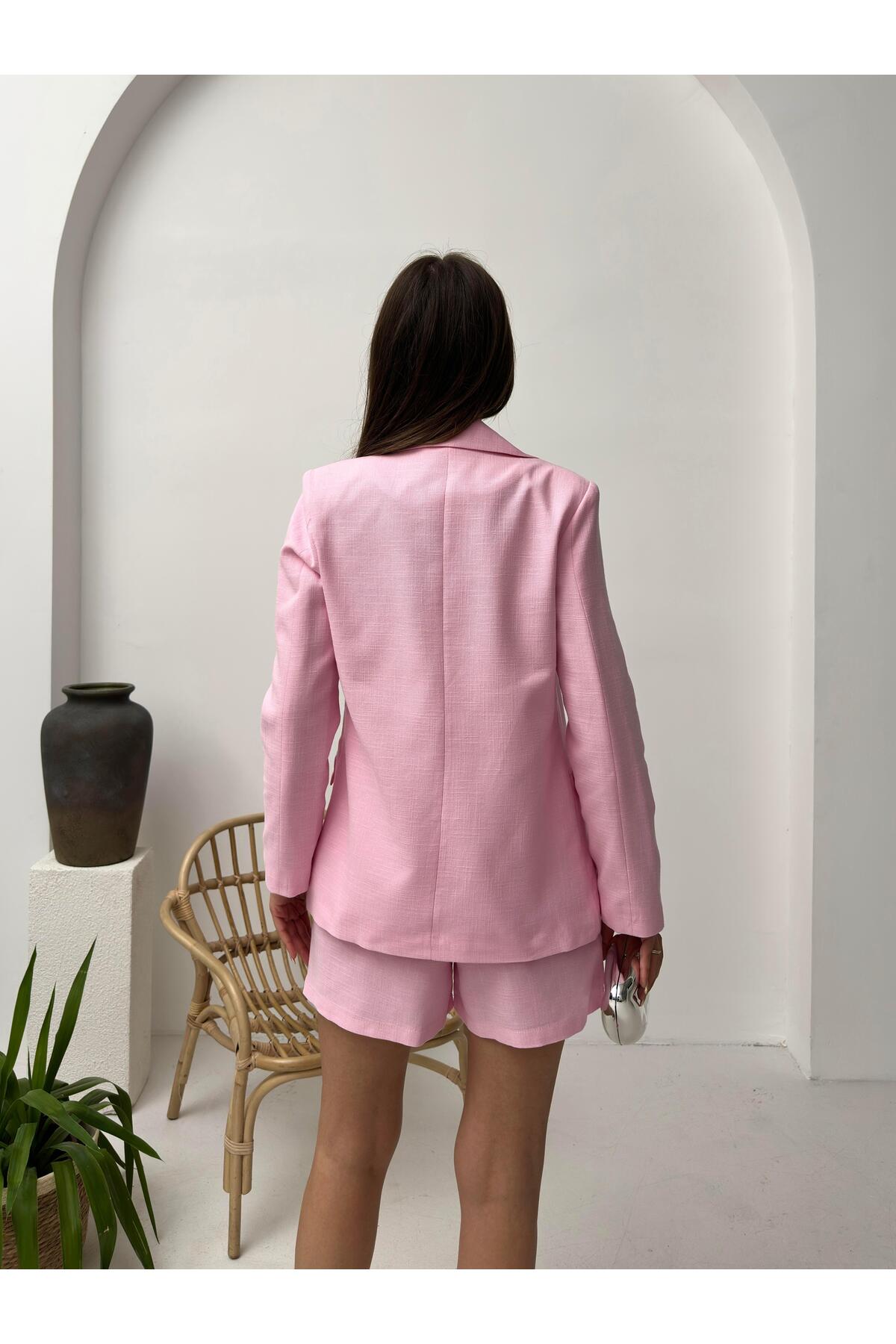 Blush Pink Blazer & Shorts Co-ord Set (2-Piece)