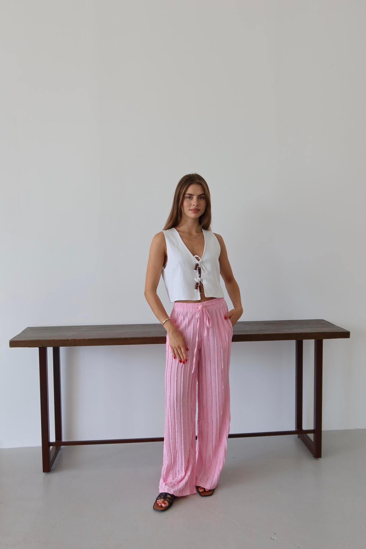 Fringed Relaxed Fit Summer Pants