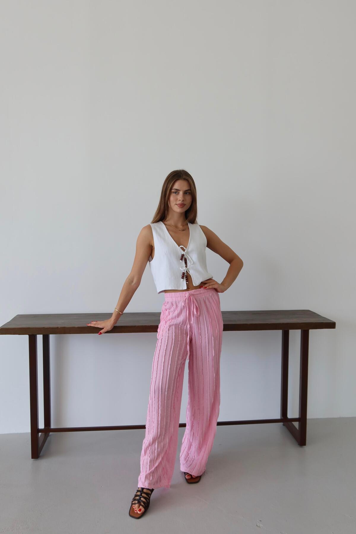 Fringed Relaxed Fit Summer Pants