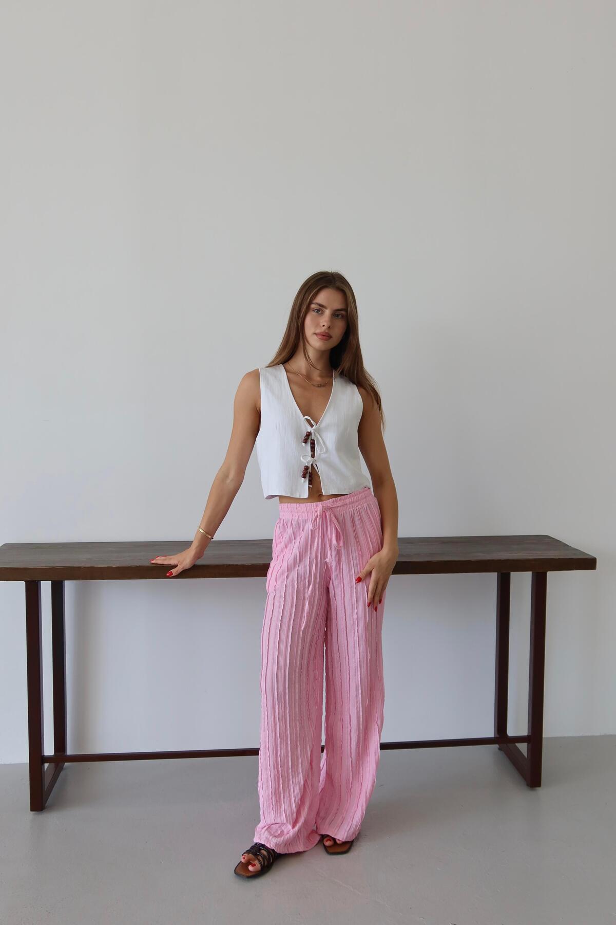 Fringed Relaxed Fit Summer Pants