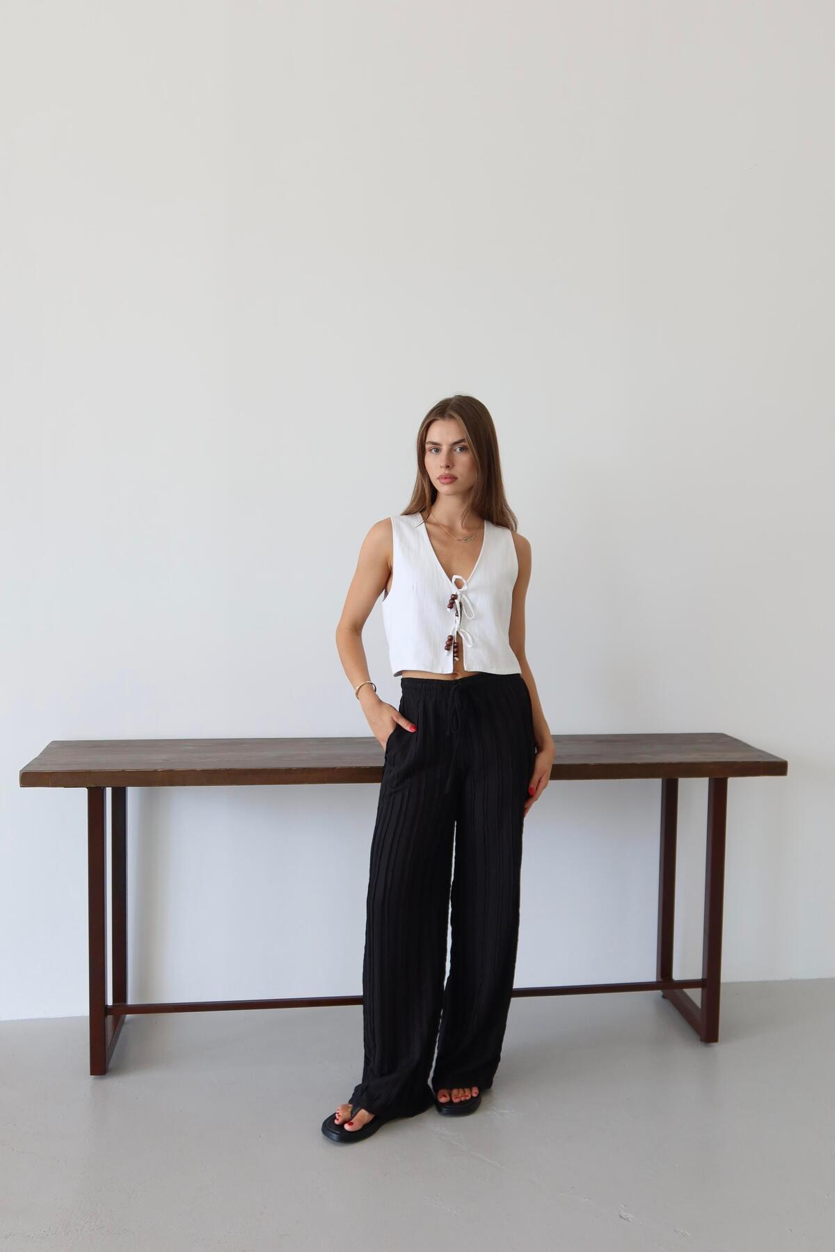 Fringed Relaxed Fit Summer Pants