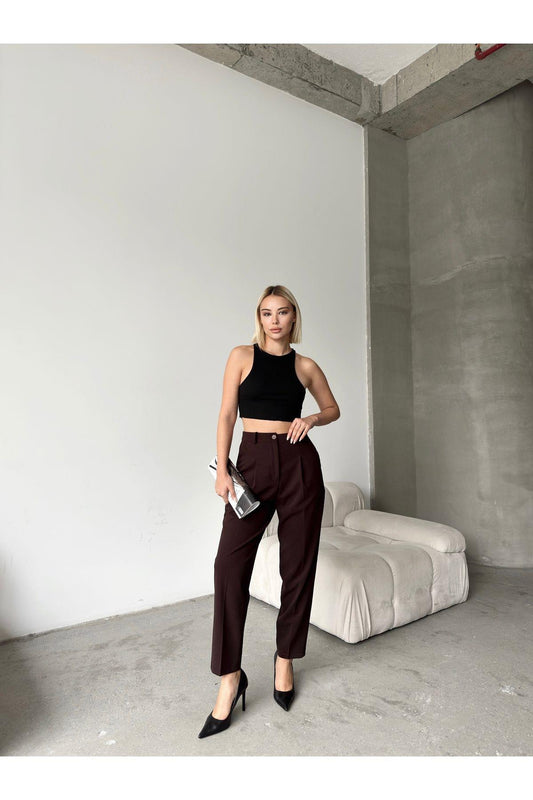 Scuba Fabric Tapered Pants
