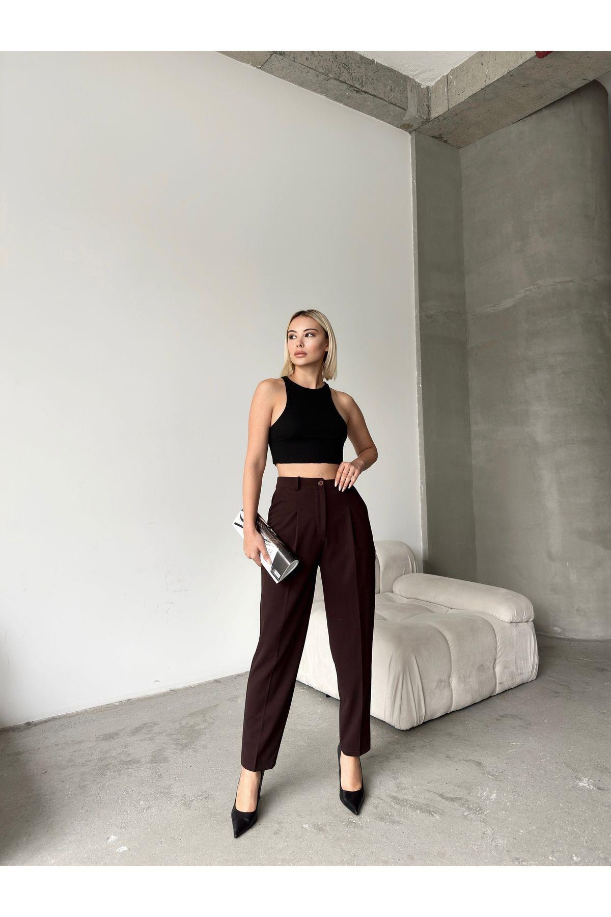 Scuba Fabric Tapered Pants