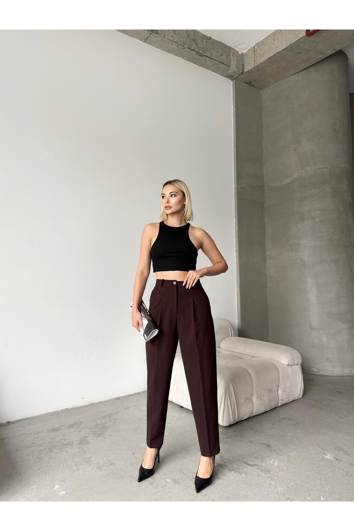 Scuba Fabric Tapered Pants