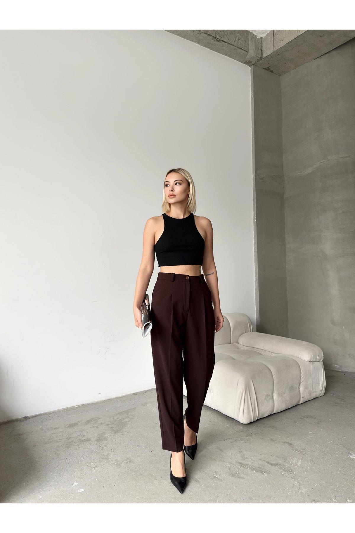Scuba Fabric Tapered Pants
