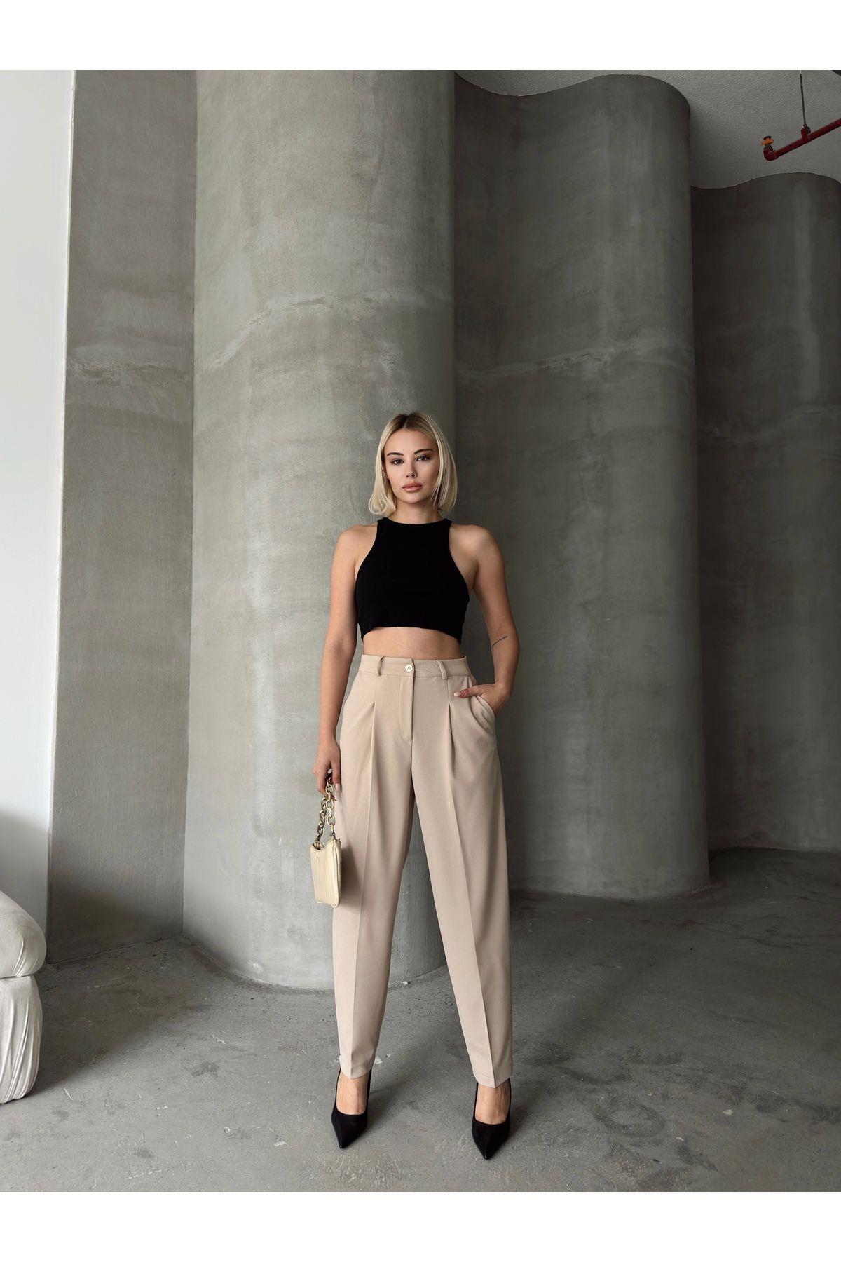 Scuba Fabric Tapered Pants