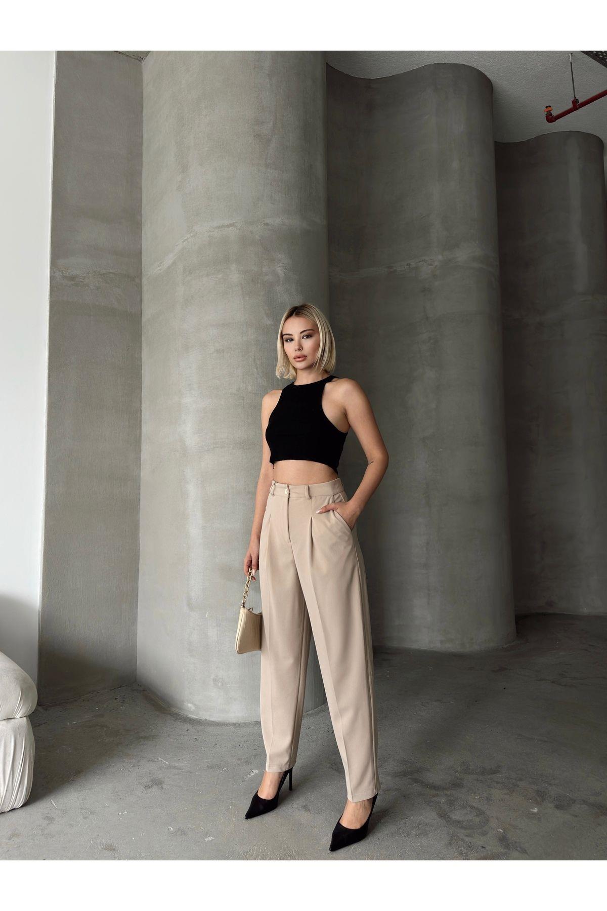 Scuba Fabric Tapered Pants