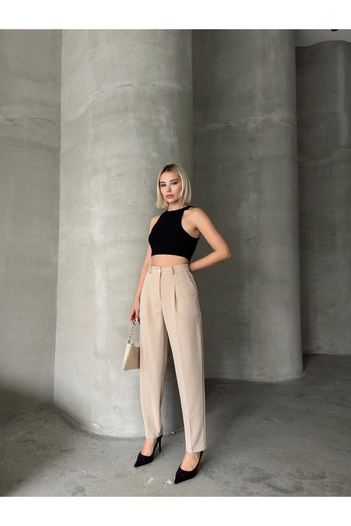 Scuba Fabric Tapered Pants
