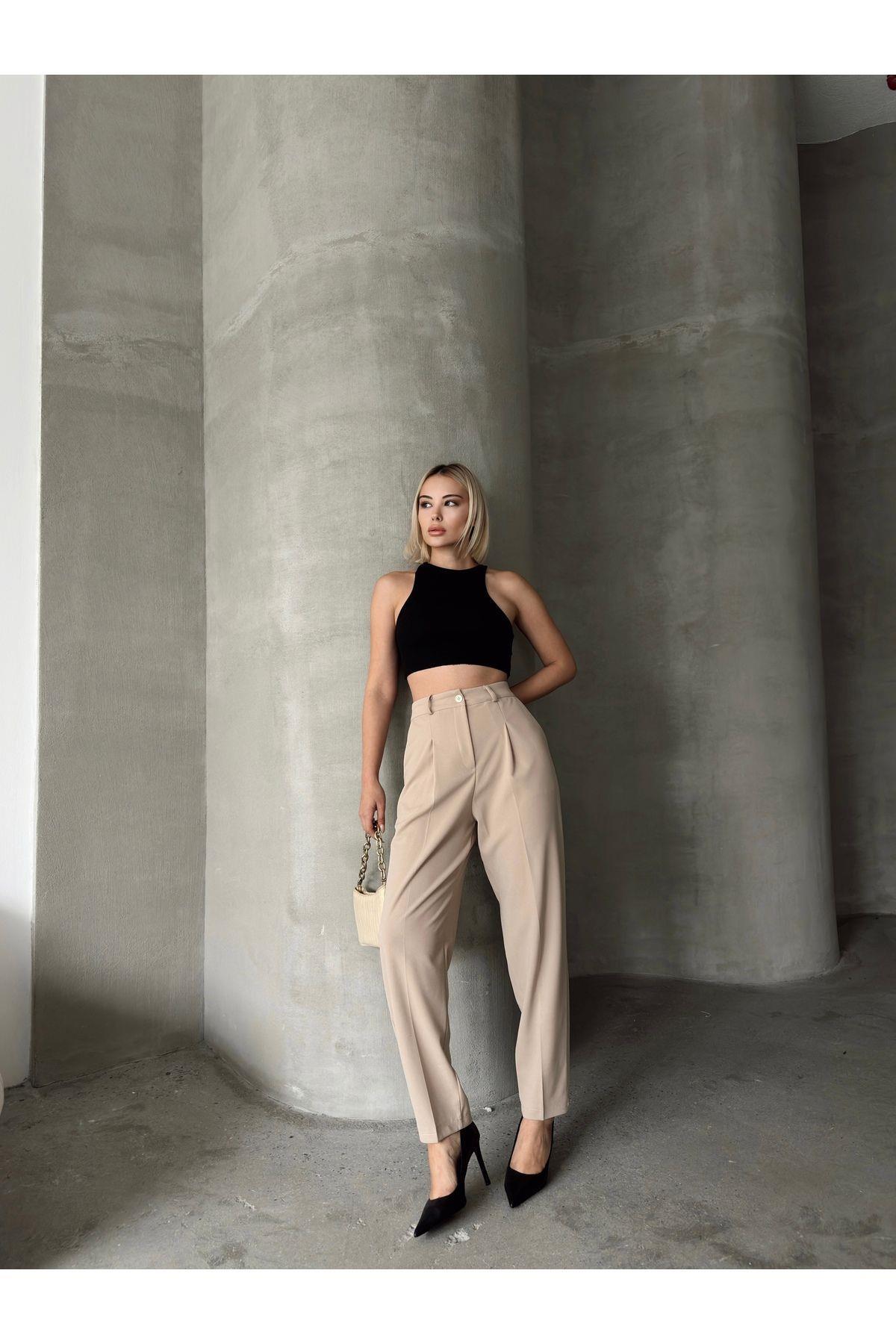 Scuba Fabric Tapered Pants