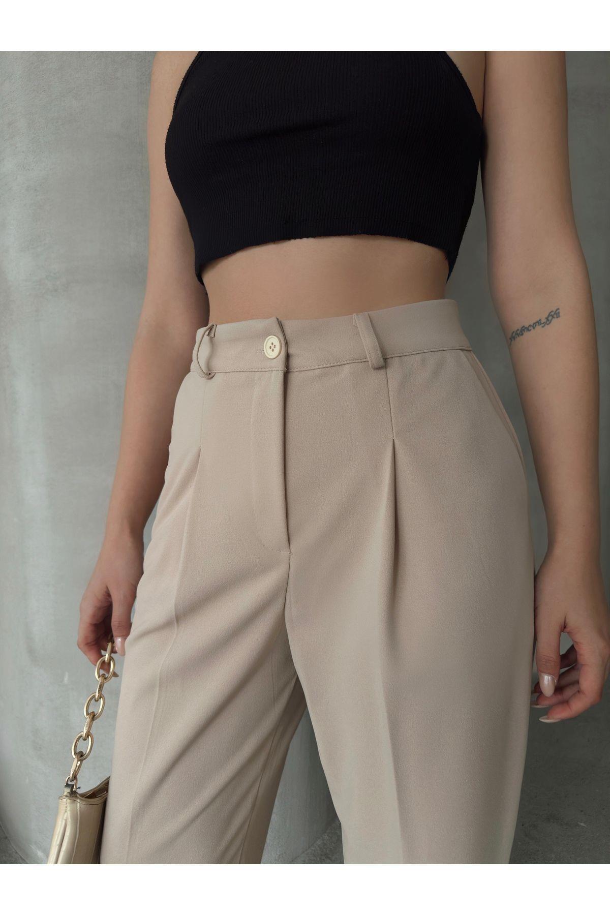 Scuba Fabric Tapered Pants