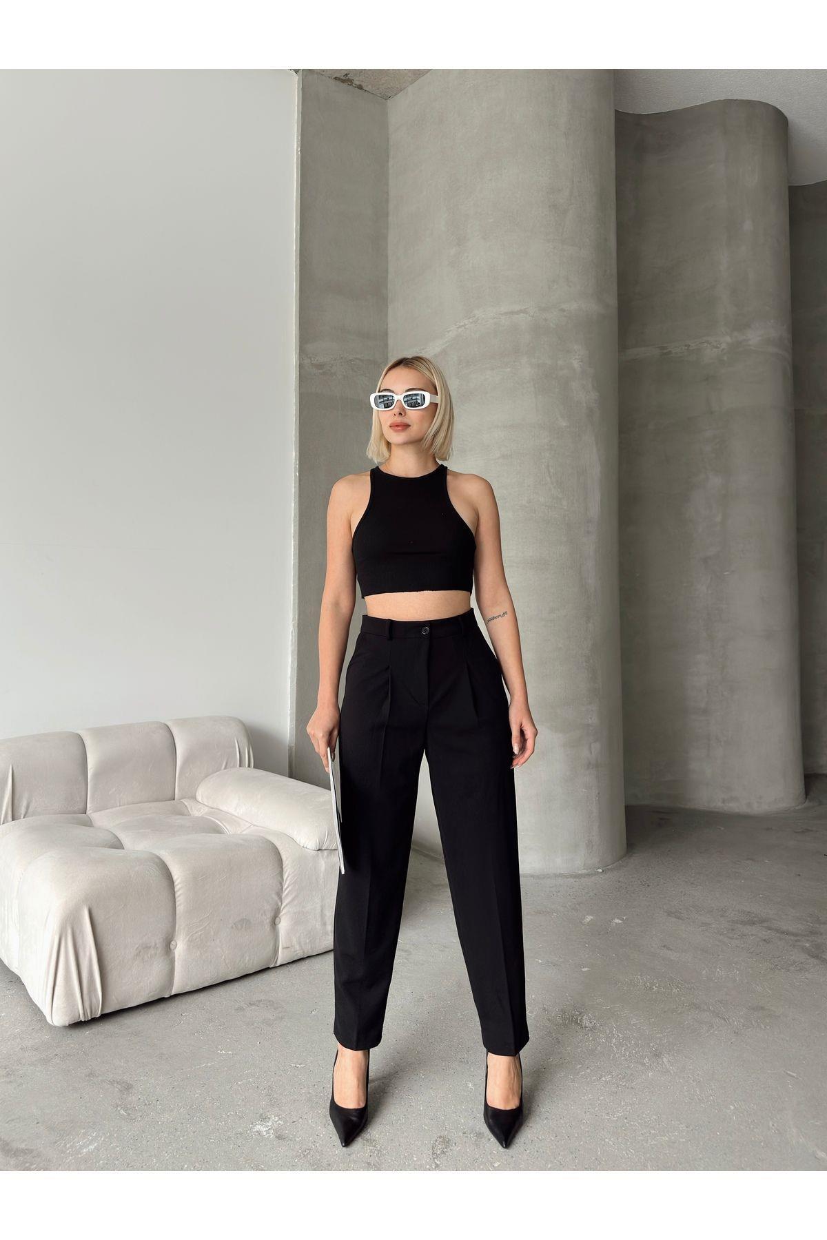 Scuba Fabric Tapered Pants