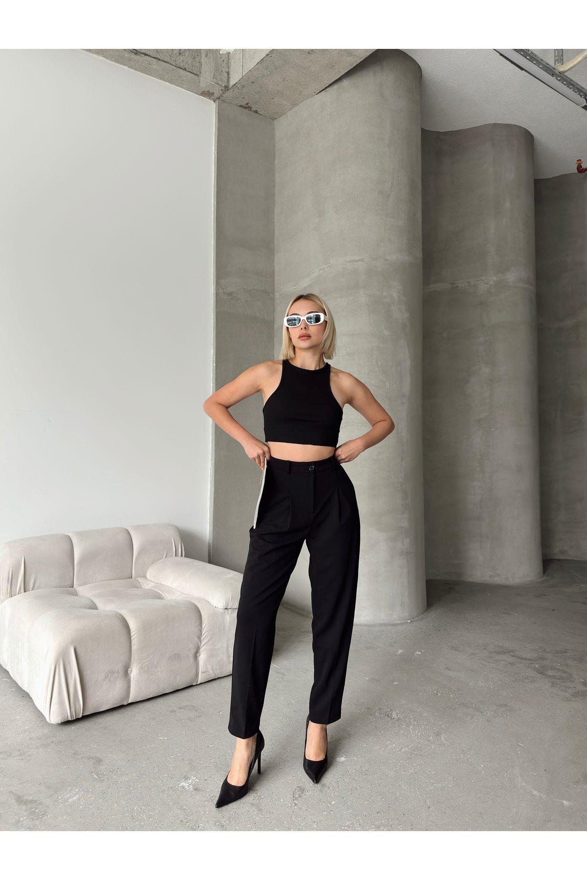 Scuba Fabric Tapered Pants