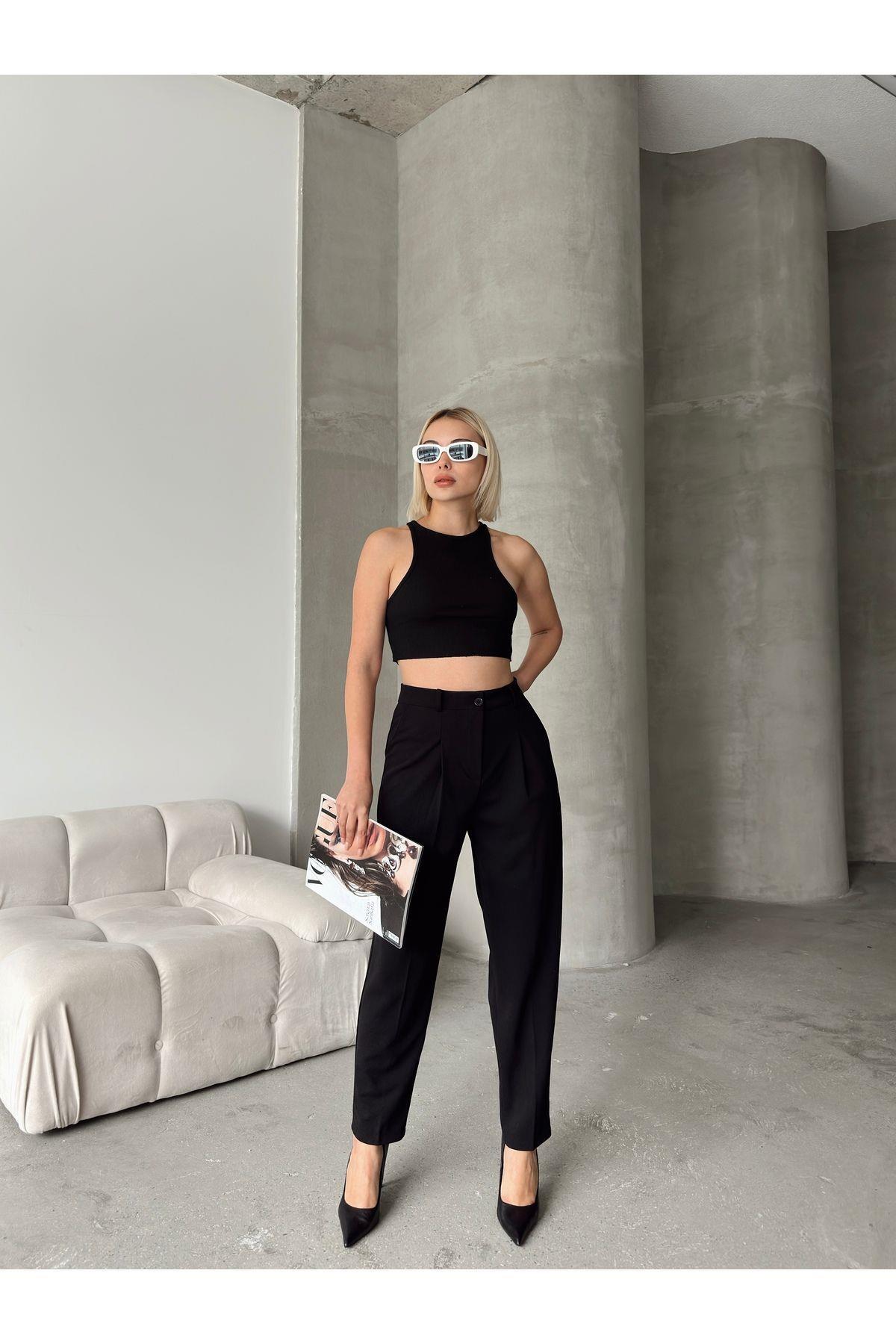 Scuba Fabric Tapered Pants