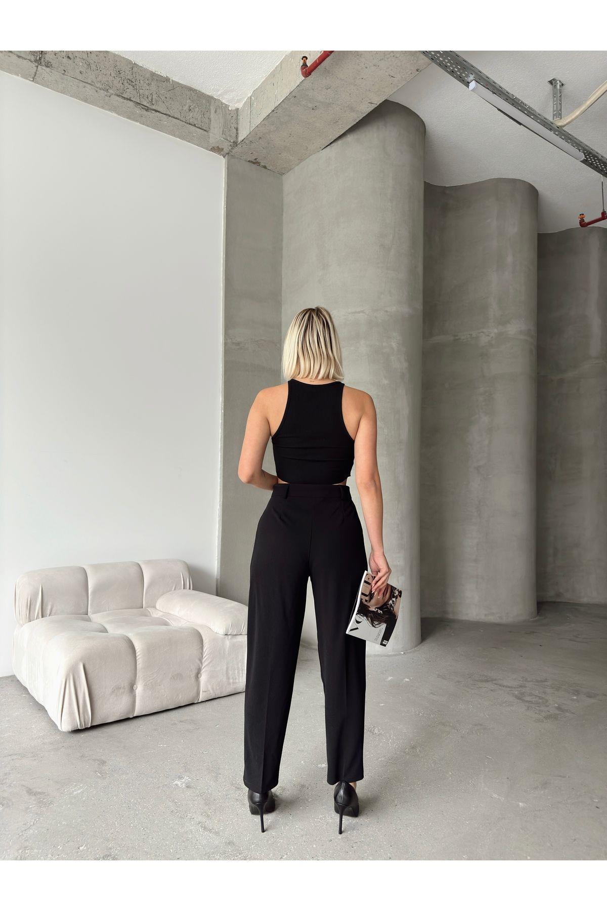 Scuba Fabric Tapered Pants